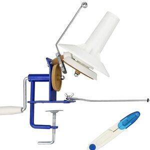 Handheld Yarn Ball Winder in Blue and White